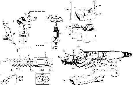 Exploded Diagram A Diagram and Parts List for TR130-04 Type 2 Black and Decker Hedge Trimmer